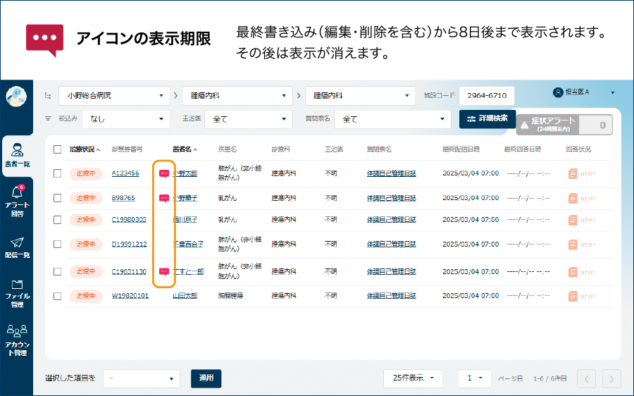 医療者Web画面