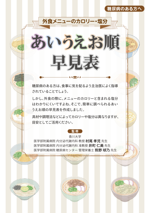 外食メニューのカロリー・塩分 あいうえお順早見表(A4版)